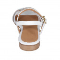 Woman's sandal in white leather and platinum printed leather with strap heel 2 - Available sizes:  44