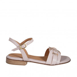 Woman's strap sandal in nude leather and copper printed leather heel 2 - Available sizes:  32