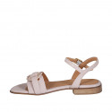 Sandalia para mujer en piel nude y piel imprimida cobrizo con cinturon tacon 2 - Tallas disponibles:  32, 46