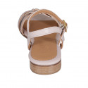 Woman's strap sandal in nude leather and copper printed leather heel 2 - Available sizes:  32, 46
