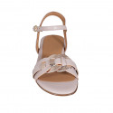 Woman's strap sandal in nude leather and copper printed leather heel 2 - Available sizes:  32, 46