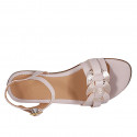 Sandalia para mujer en piel nude y piel imprimida cobrizo con cinturon tacon 2 - Tallas disponibles:  32, 46