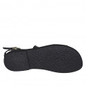 Sandalo con cinturino incrociato in pelle nera e laminata platino tacco 1 - Misure disponibili: 32, 33, 34, 42, 43, 44, 46