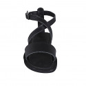 Sandalo con cinturino incrociato in pelle nera tacco 1 - Misure disponibili: 32, 42, 43, 45