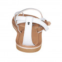 Woman's thong sandal with crossed strap in white and silver laminated leather heel 1 - Available sizes:  33, 42, 43, 44