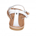 Woman's thong sandal with crossed strap in white and silver laminated leather heel 1 - Available sizes:  42, 43, 44