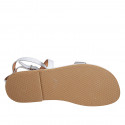 Woman's thong sandal with crossed strap in white and silver laminated leather heel 1 - Available sizes:  42, 43, 44