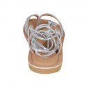Woman's flip-flop gladiator sandal in silver laminated leather heel 1 - Available sizes:  34, 42, 43