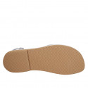 Sandalia de dedo estilo gladiador con cordones para mujer en piel laminada plateada tacon 1 - Tallas disponibles:  34, 42, 43