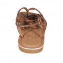 Woman's flip-flop gladiator sandal in tan brown leather heel 1 - Available sizes:  42