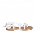 Woman's flip-flop gladiator sandal in white leather heel 1 - Available sizes:  44
