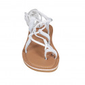 Woman's flip-flop gladiator sandal in white leather heel 1 - Available sizes:  44
