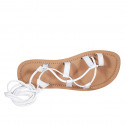 Sandalia de dedo estilo gladiador con cordones para mujer en piel blanca tacon 1 - Tallas disponibles:  44
