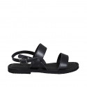 Woman's sandal in black leather heel 1 - Available sizes:  32, 42