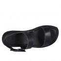 Woman's sandal in black leather heel 1 - Available sizes:  32, 42