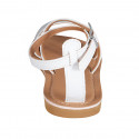 Sandale pour femmes avec courroie croisé en cuir blanc et lamé argent talon 1 - Pointures disponibles:  32, 42, 44