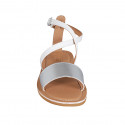 Woman's sandal with crossed strap in white leather and yellow printed leather heel 1 - Available sizes:  32, 42, 44