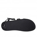 Sandale pour femmes en cuir imprimé noir avec courroie et strass talon compensé 1 - Pointures disponibles:  32, 33, 34, 42, 43