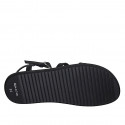 Woman's sandal in black printed leather with strap and rhinestones wedge heel 1 - Available sizes:  32, 33, 42, 43