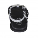 Sandalo da donna in pelle stampata laminata argento con cinturino e strass zeppa 1 - Misure disponibili: 32, 34, 42, 43