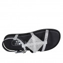 Sandalo da donna in pelle stampata laminata argento con cinturino e strass zeppa 1 - Misure disponibili: 32, 34, 42, 43