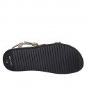 Sandale pour femmes en cuir imprimé lamé cuivre avec courroie et strass talon compensé 1 - Pointures disponibles:  32, 33, 34, 42, 43, 44, 46
