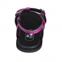 Sandalia con cinturon y estrás para mujer en piel imprimida laminada fucsia cuña 1 - Tallas disponibles:  32, 33, 34, 42, 43, 44