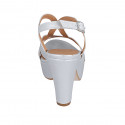 Sandale pour femmes en cuir lamé argent avec plateforme et talon 9 - Pointures disponibles:  34, 43, 44, 46