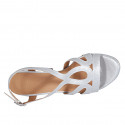 Sandale pour femmes en cuir lamé argent avec plateforme et talon 9 - Pointures disponibles:  34, 43, 44, 46