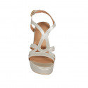 Sandale pour femmes en cuir lamé platine avec plateforme et talon 9 - Pointures disponibles:  42, 43, 44, 45