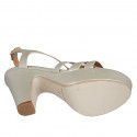 Sandale pour femmes en cuir lamé platine avec plateforme et talon 9 - Pointures disponibles:  42, 43, 44, 45