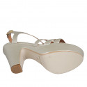 Woman's platform sandal in platinum laminated leather heel 9 - Available sizes:  34, 42, 43, 44, 45, 46