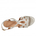 Sandale pour femmes en cuir lamé platine avec plateforme et talon 9 - Pointures disponibles:  42, 43, 44, 45