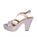 Sandale pour femmes en cuir lamé rose avec plateforme et talon 9 - Pointures disponibles:  42, 43
