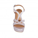 Sandale pour femmes en cuir lamé rose avec plateforme et talon 9 - Pointures disponibles:  42, 43