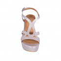Woman's platform sandal in rose laminated leather heel 9 - Available sizes:  32, 34, 42, 43, 44, 45, 46