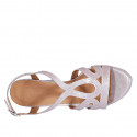 Sandale pour femmes en cuir lamé rose avec plateforme et talon 9 - Pointures disponibles:  42, 43