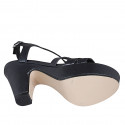 Sandalia para mujer en piel laminada azul con plataforma y tacon 9 - Tallas disponibles:  31, 42, 43, 44