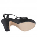 Sandale pour femmes en cuir lamé noir avec plateforme et talon 9 - Pointures disponibles:  31, 32, 42, 44