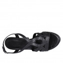 Woman's platform sandal in black laminated leather heel 9 - Available sizes:  31, 32, 42, 44