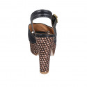 Sandalia para mujer en piel negra con cinturon, plataforma y tacon trensado 12 - Tallas disponibles:  31, 32, 34