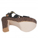 Sandale pour femmes en cuir noir avec courroie, plateforme et talon tressé 12 - Pointures disponibles:  31, 32, 34