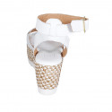 Sandalia para mujer con cinturon y plataforma en piel blanca cuña trensada 7 - Tallas disponibles:  42, 43