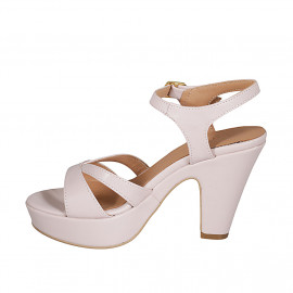 Sandalia para mujer con cinturon y plataforma en piel nude tacon 9 - Tallas disponibles:  43, 44 2