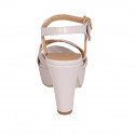 Woman's strap sandal with platform in nude leather heel 9 - Available sizes:  42, 43, 44, 46
