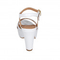 Woman's strap sandal with platform in white leather heel 9 - Available sizes:  42, 43