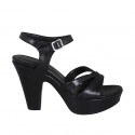 Sandalia para mujer con cinturon y plataforma en piel negra tacon 9 - Tallas disponibles:  31, 42