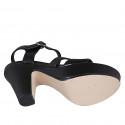 Woman's strap sandal with platform in black leather heel 9 - Available sizes:  31, 42
