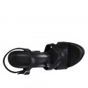 Sandalia para mujer con cinturon y plataforma en piel negra tacon 9 - Tallas disponibles:  31, 42