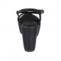 Sandale pour femmes en cuir lamé noir avec plateforme et talon compensé 9 - Pointures disponibles:  31, 32, 42, 43, 44, 45